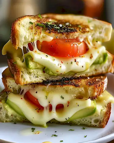 Avocado Mozzarella Tomaten Sandwich Gegrillt Köstlich