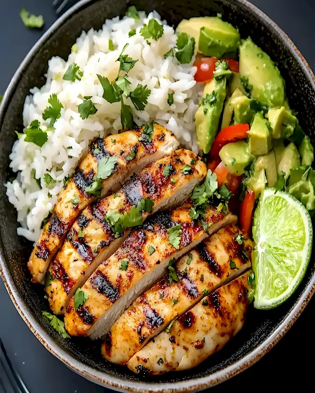 Cajun Hähnchen mit Koriander-Limetten-Reis schnell gemacht