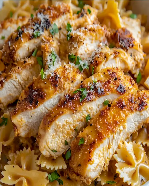 Cajun Hähnchen mit Parmesan-Farfalle in cremiger Sauce