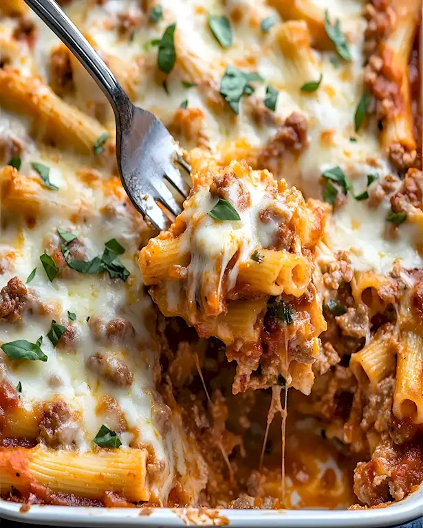 Cremige Ziti mit Ricotta und Wurst aus dem Ofen