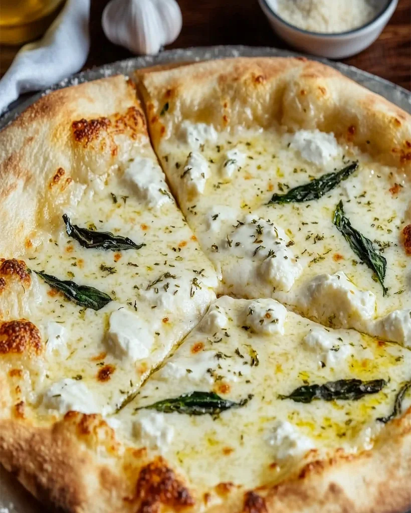 Einfache Pizza Bianca mit cremigem Käse