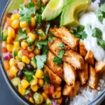 Hähnchen Taco Poblano Reis Bowl einfach zubereitet