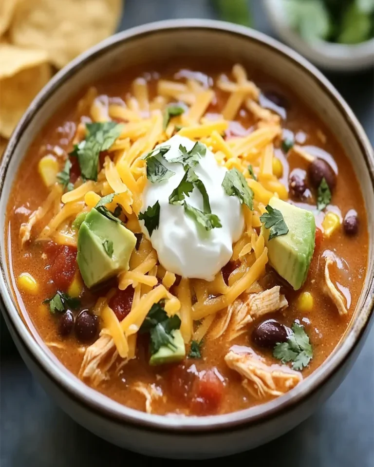 Herzhafte Hühnchen Enchilada Suppe aus dem Slow Cooker