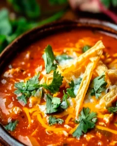 Herzhafte Hühnchen Enchilada Suppe einfach zubereitet