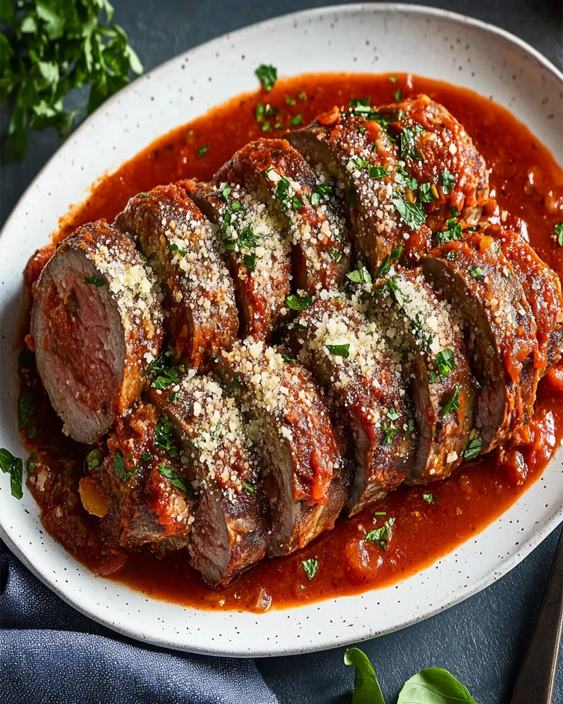 Herzhafter Rinderbraten mit würziger Tomatensauce