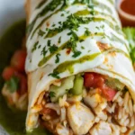 Hühnchen-Burrito mit roter und grüner Soße