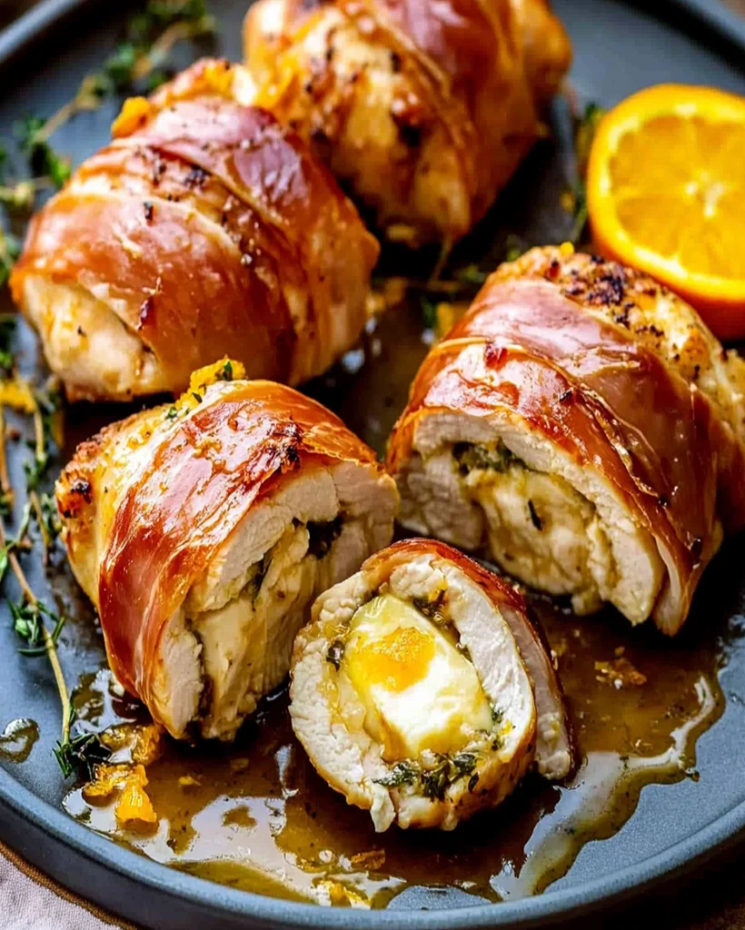 Hühnchen mit Brie und Prosciutto in Orangensauce