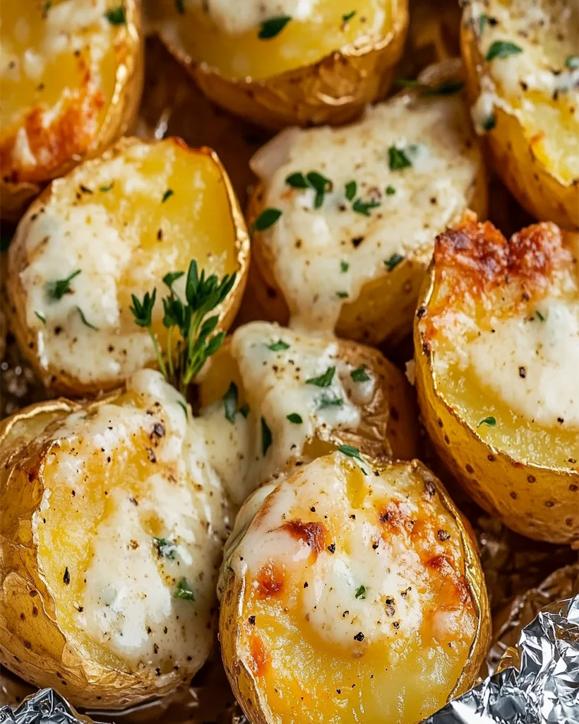 Knusprige Folienkartoffeln mit Parmesan-Ranch-Sauce