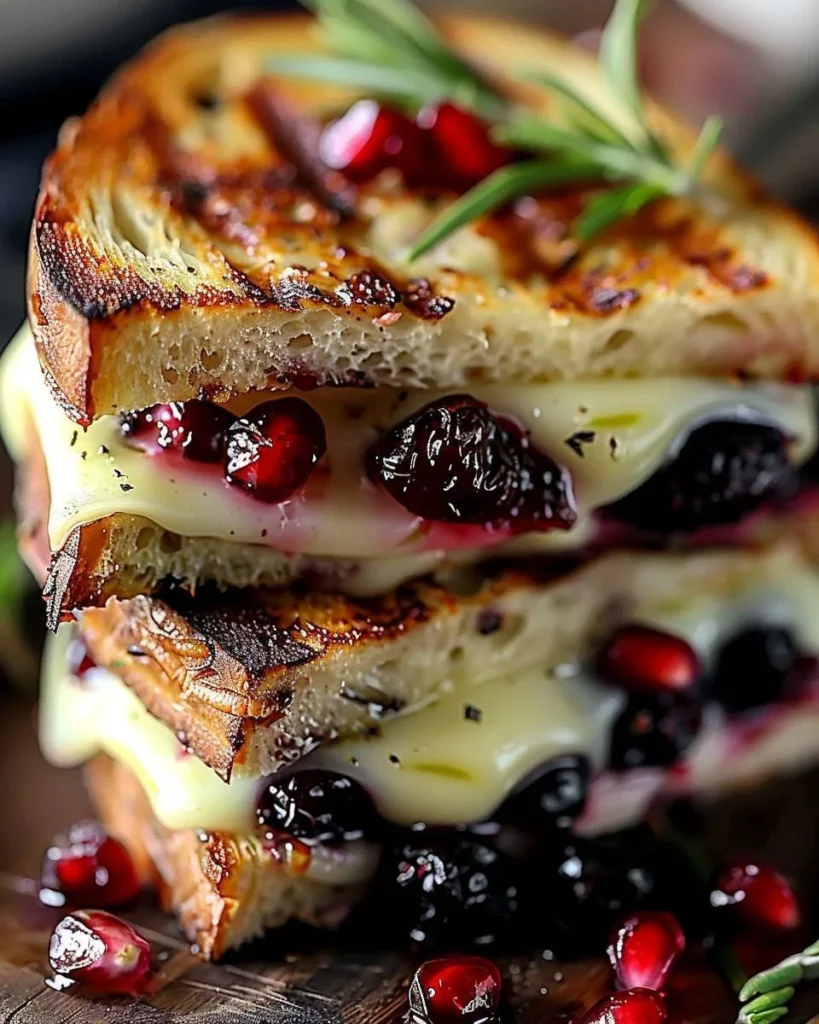 Brie, Cranberry und Granatapfel Gegrillter Käse