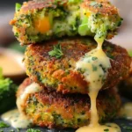 Leckere Brokkoli-Käse-Patties auf einem Teller serviert