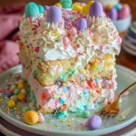 Bunter Osterkuchen mit bunten Glasuren und Dekoration für das Osterfest