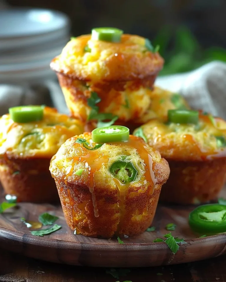 Cornbread Jalapeño Muffins mit Honig-Limetten-Glasur, frisch gebacken.