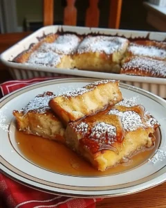 Schmackhafter French Toast Auflauf mit frischen Früchten und Zimt.