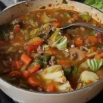 Schüssel mit einfacher Kohlsuppe nach Rezept