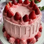 Erdbeer-Buttercreme-Kuchen mit frischen Erdbeeren und cremiger Buttercreme