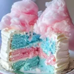 Fluffiger Zuckerwatte-Kuchen auf einem schön dekorierten Tortenteller