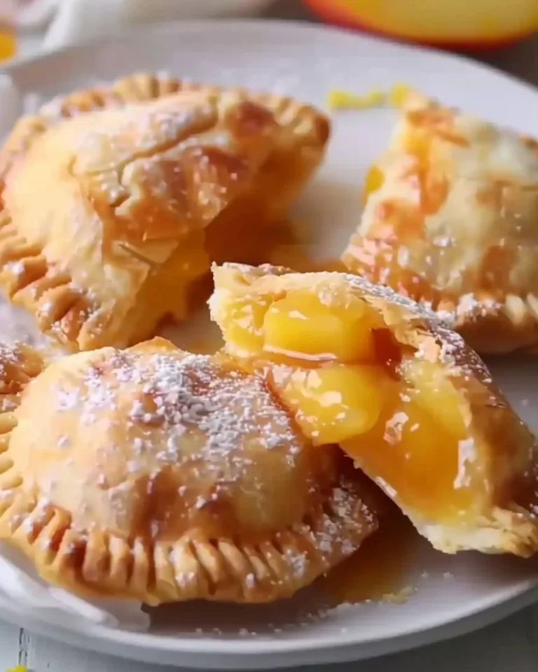 Frittierte Apfelpasteten auf einem Teller, golden und knusprig.