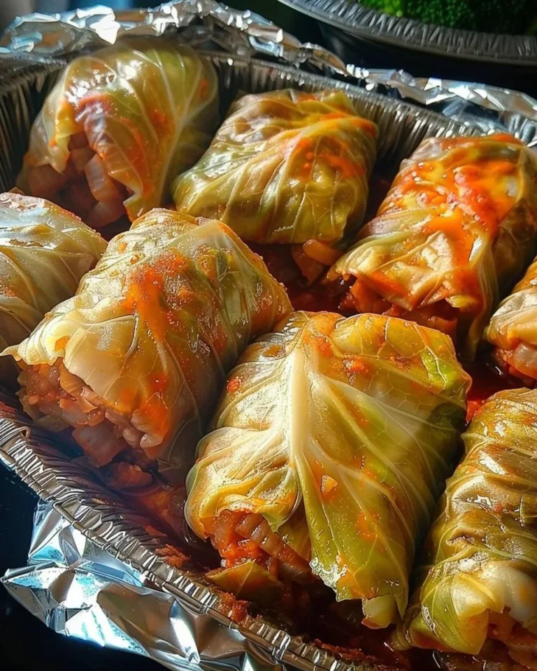 Zart gefüllte Kohlrouladen auf einem Teller serviert.