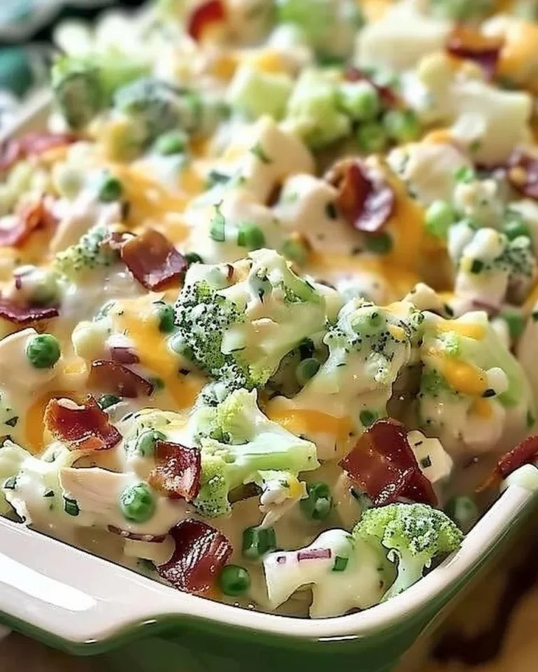 Blumenkohl-Hühnchen-Auflauf frisch aus dem Ofen, serviert in einer Auflaufform