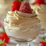 Leckere Käsekuchenmousse in einer Schüssel serviert, mit frischen Früchten dekoriert.