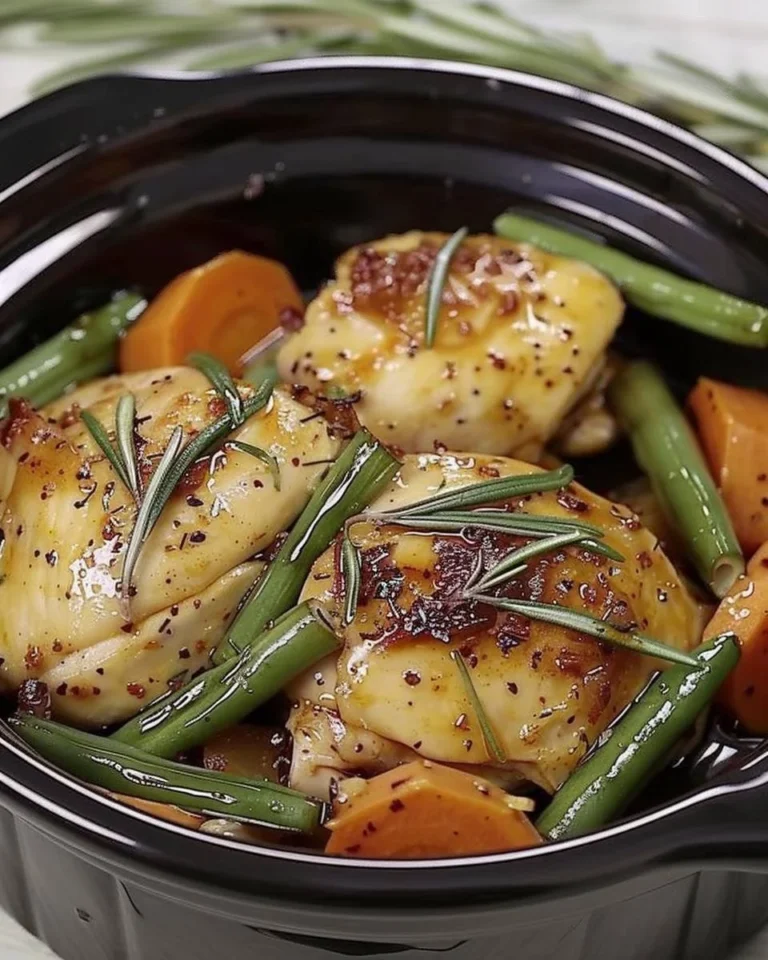 Langsam gekochtes Honig-Knoblauch-Hühnchen mit frischen Zutaten