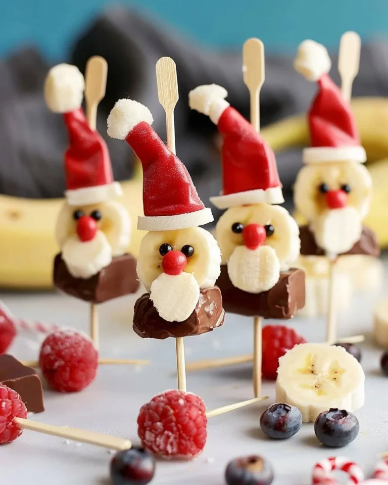 Köstliche Bananen-Santa-Spieße für die Weihnachtszeit