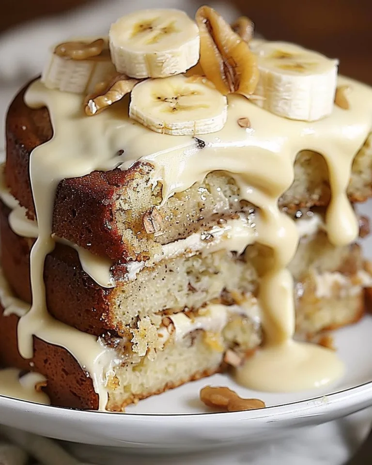 Leckere Bananenkuchen mit cremigem Frischkäse-Frosting auf einem Teller.