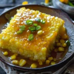 Maispudding mit Honig-Limetten-Glasur, serviert in einer Schüssel