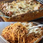 Leckerer Millionen Dollar Spaghetti-Auflauf aus Pasta, Käse und Sosse.