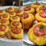 Leckere Mini-Mais-Hotdogs auf einem Teller serviert.