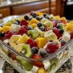 Gefrorener Obstsalat mit Ananas und frischen Früchten