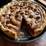 Nutella-Kekskuchen mit Schokolade und Keksen serviert auf einem Teller