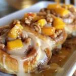 Pfirsich-Cobbler-Zimtschnecken Rezept mit frischen Pfirsichen und Zimt