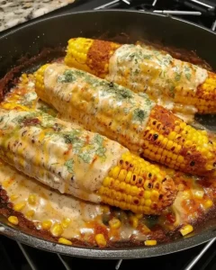 Würzige und cremige Cajun-Maiskolben auf einem Grill serviert