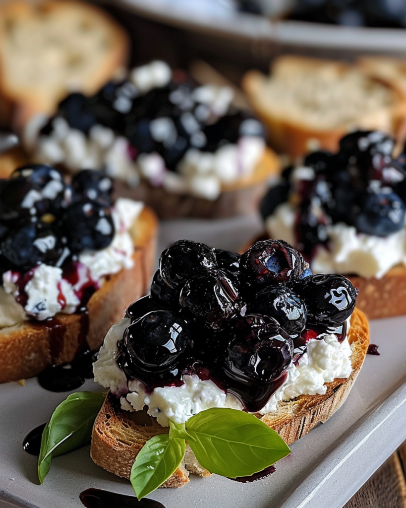 Elegante Balsamico-Blauerbeeren-Ziegenkäse-Crostinis