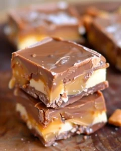 Saftiges Snickers Fudge mit Karamell und Erdnüssen