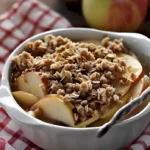 Hausgemachter Apfelstreusel mit frischen Äpfeln und knusprigem Topping