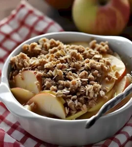 Hausgemachter Apfelstreusel mit frischen Äpfeln und knusprigem Topping