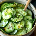 Asiatischer Gurkensalat mit frischen Zutaten und würziger Sauce