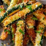 Köstliche Backofen-Zucchini-Pommes frisch aus dem Ofen serviert