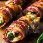 Bacon-wrapped jalapeño poppers auf einem Teller serviert