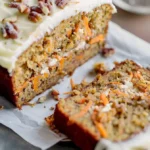 Saftiger Karottenkuchen mit Frischkäse-Frosting auf einem Teller