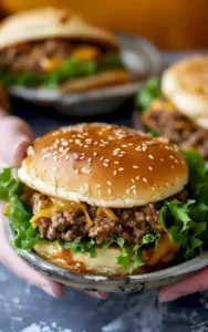 Big Mac Sloppy Joes mit Dressing und frischem Gemüse serviert