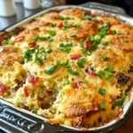 Biscuit Frühstücksauflauf mit Früchten und einer cremeartigen Füllung