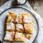 Leckere Bougatsa mit cremiger Füllung auf einem Teller