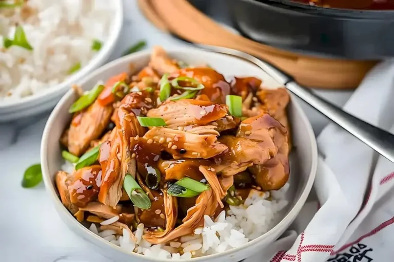 Bourbon-Hühnchen mit würziger Marinade auf einem Teller angerichtet