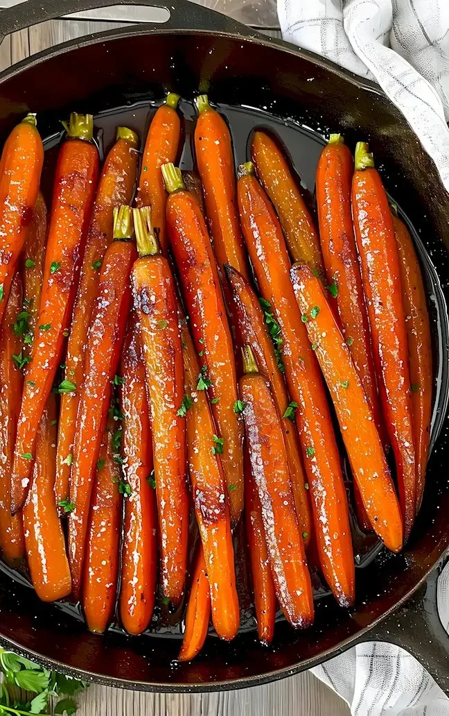 Braun Zucker Honig Glasierte Karotten