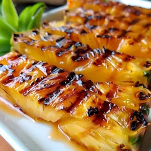 Gegrillte Ananas mit braunem Zucker auf dem Grill serviert