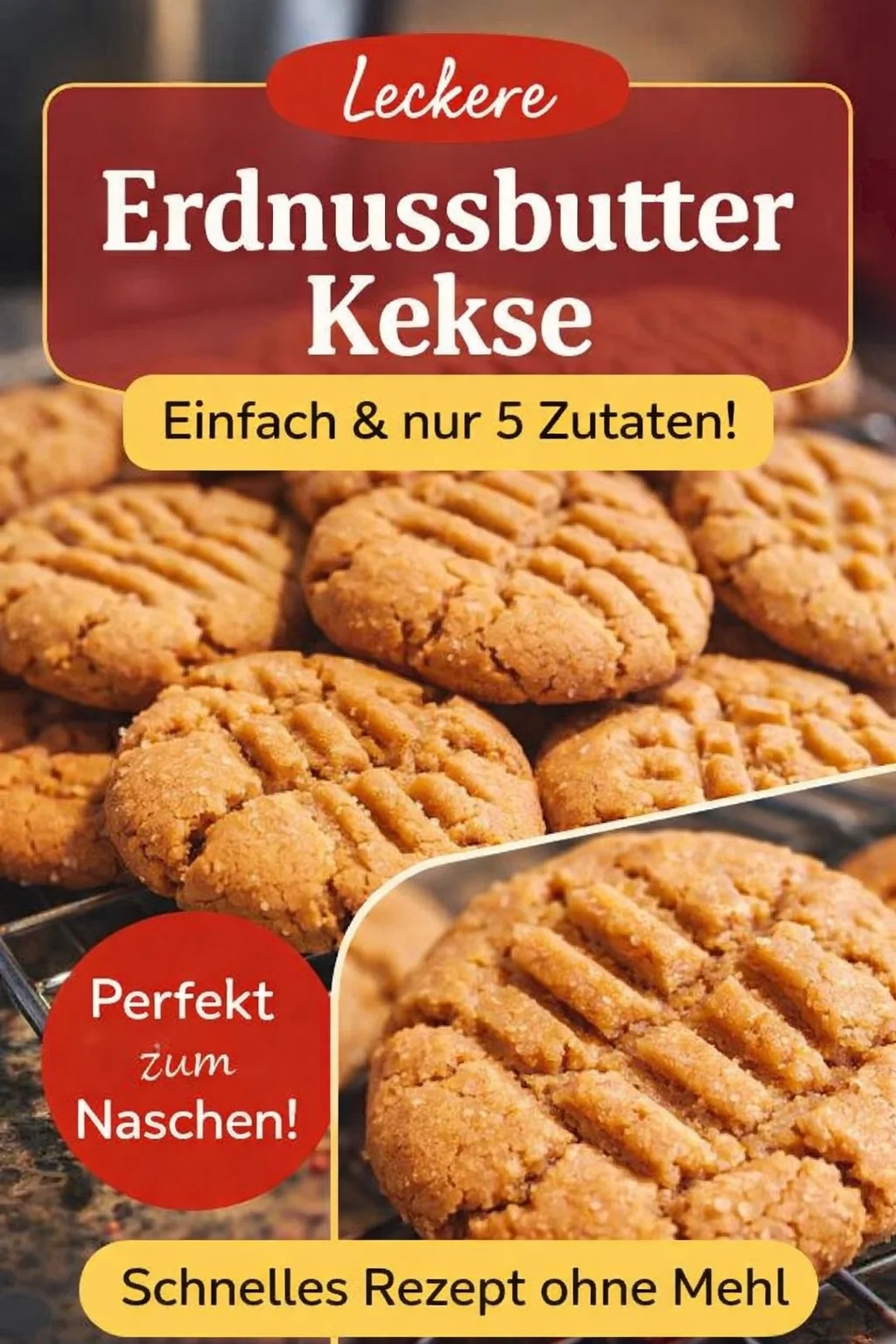 Erdnussbutter Kekse: Schnell, einfach und unwiderstehlich lecker! - Hast du Lust auf etwas Süßes, aber keine Zeit? Diese Erdnussbutter Kekse sind die Lösung! In nur 15 Minuten zubereitet, wird jeder Biss dich begeistern. Perfekt für die ganze Familie oder einfach zum Naschen zwischendurch. Probiere das Rezept aus und überrasche deine Lieben! Teile deine Ergebnisse in den Kommentaren! #ErdnussbutterKekse #SchnelleRezepte #Backen