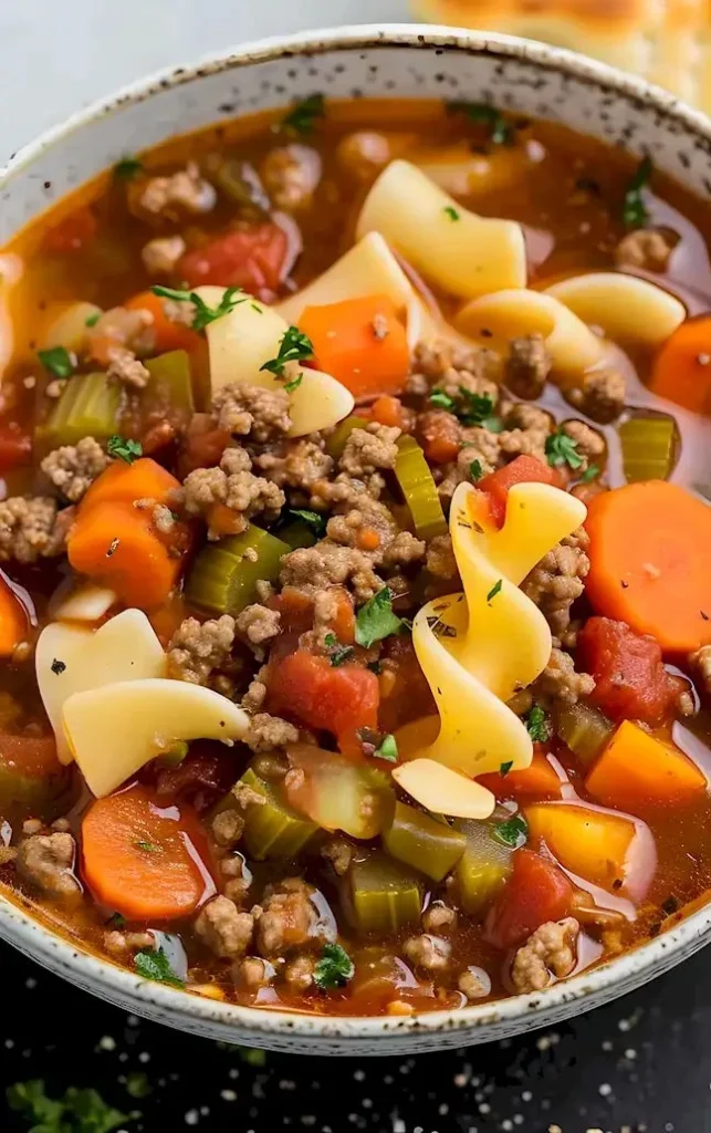 Gemüse-Rindfleisch-Nudelsuppe